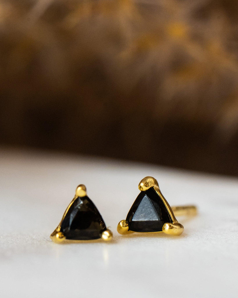 Mini Energy Gemstone Stud Earrings in black tourmaline to block negativity