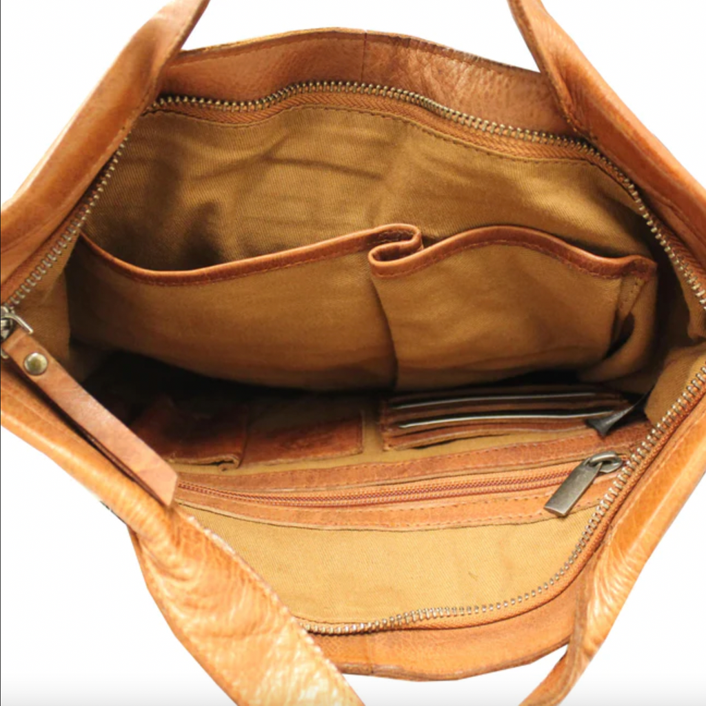 Inside of Bianca leather tote and crossbody bag