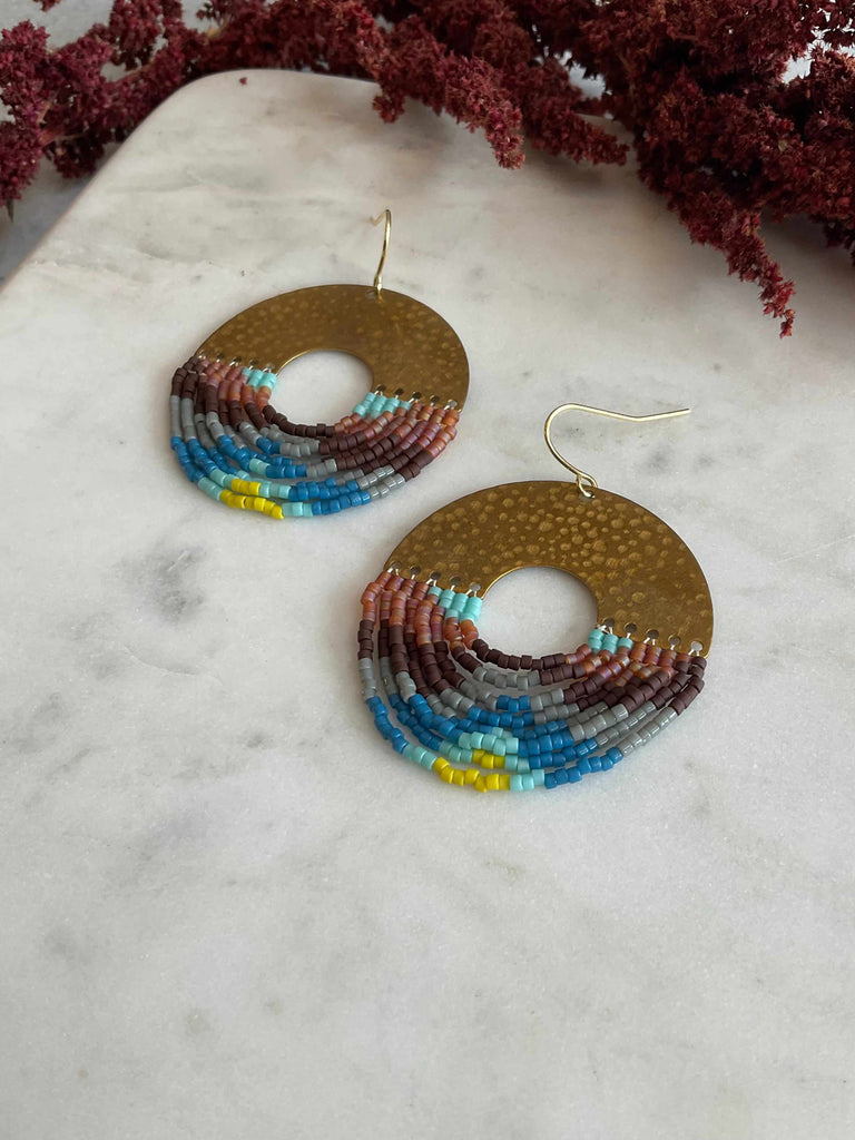 Circular beaded fringe earrings with Japanese Miyuki glass beads