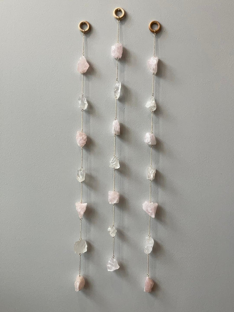 Love Wall Hanging with rose and clear quartz