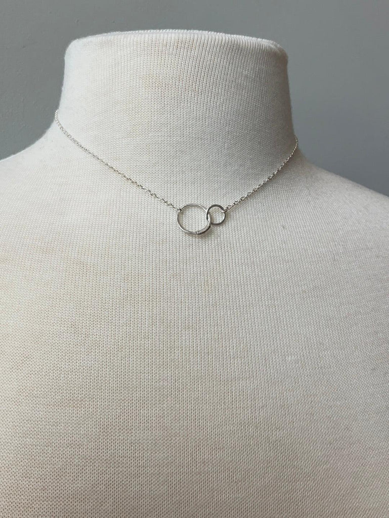 Sisters Necklace with Two Circles in Sterling Silver