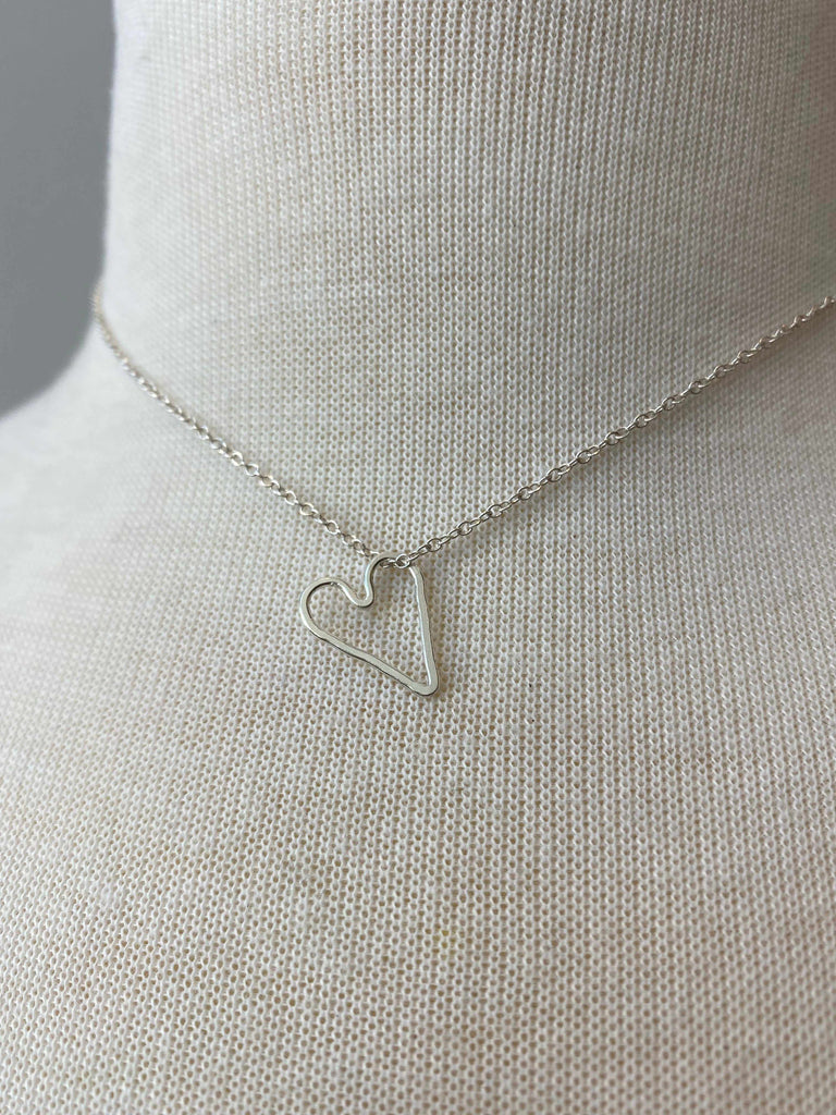 Modern Heart Necklace in Sterling Silver
