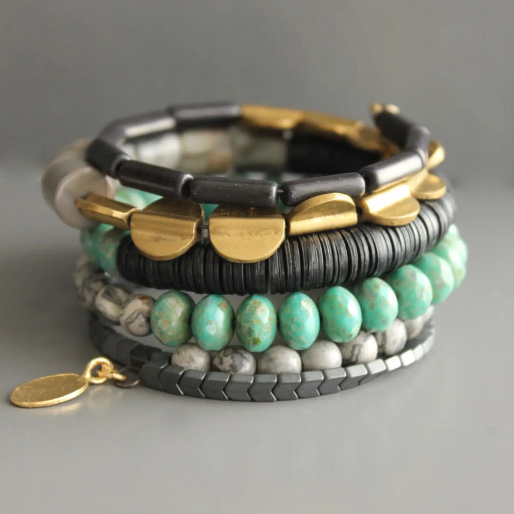 Black and Turquoise Wrap Bracelet