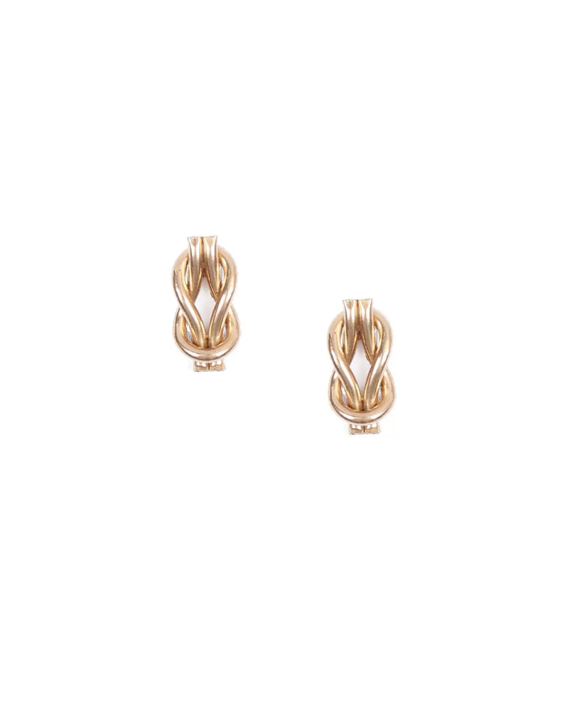 Pair of gold earrings on a white background