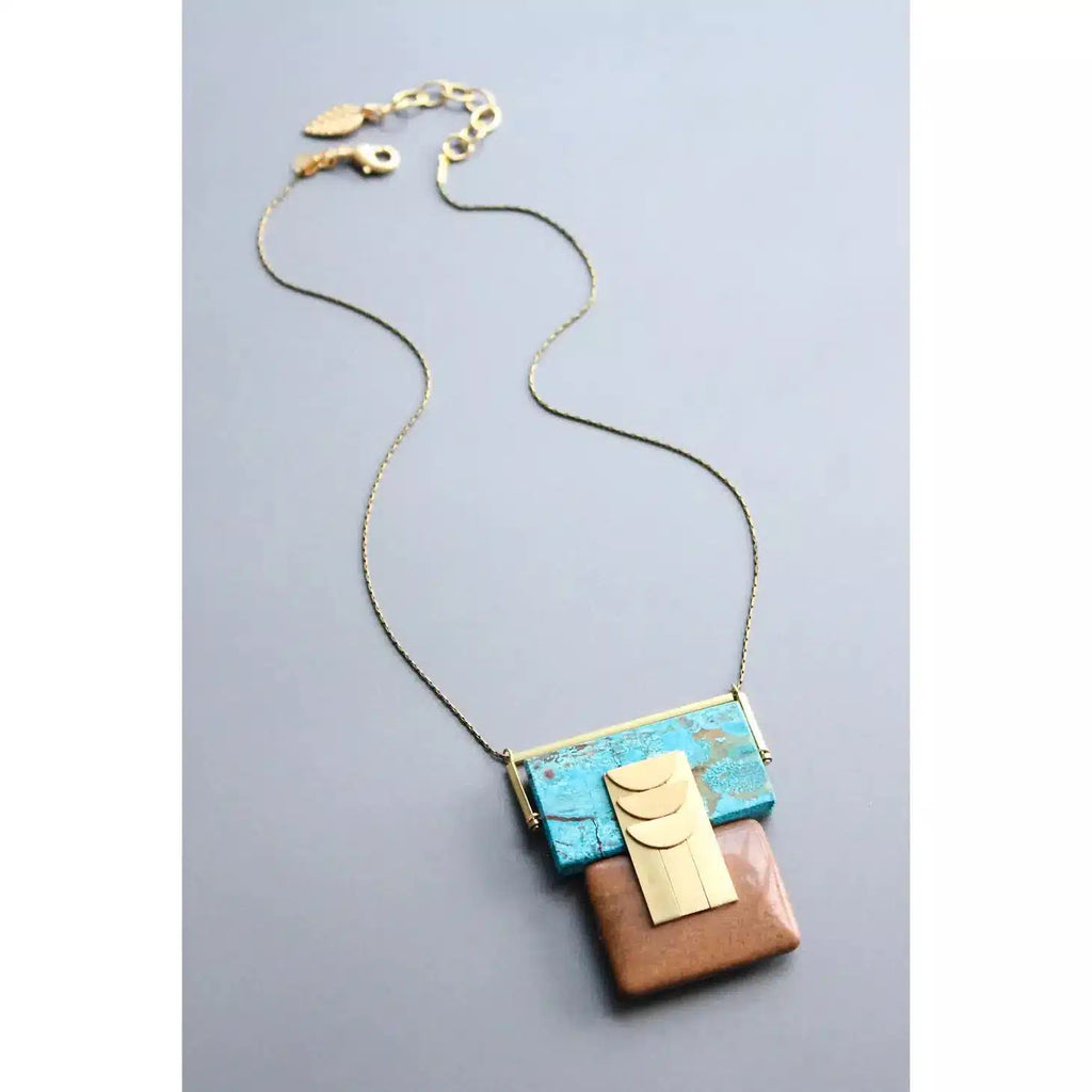 Turquoise and Jasper Art Deco Necklace