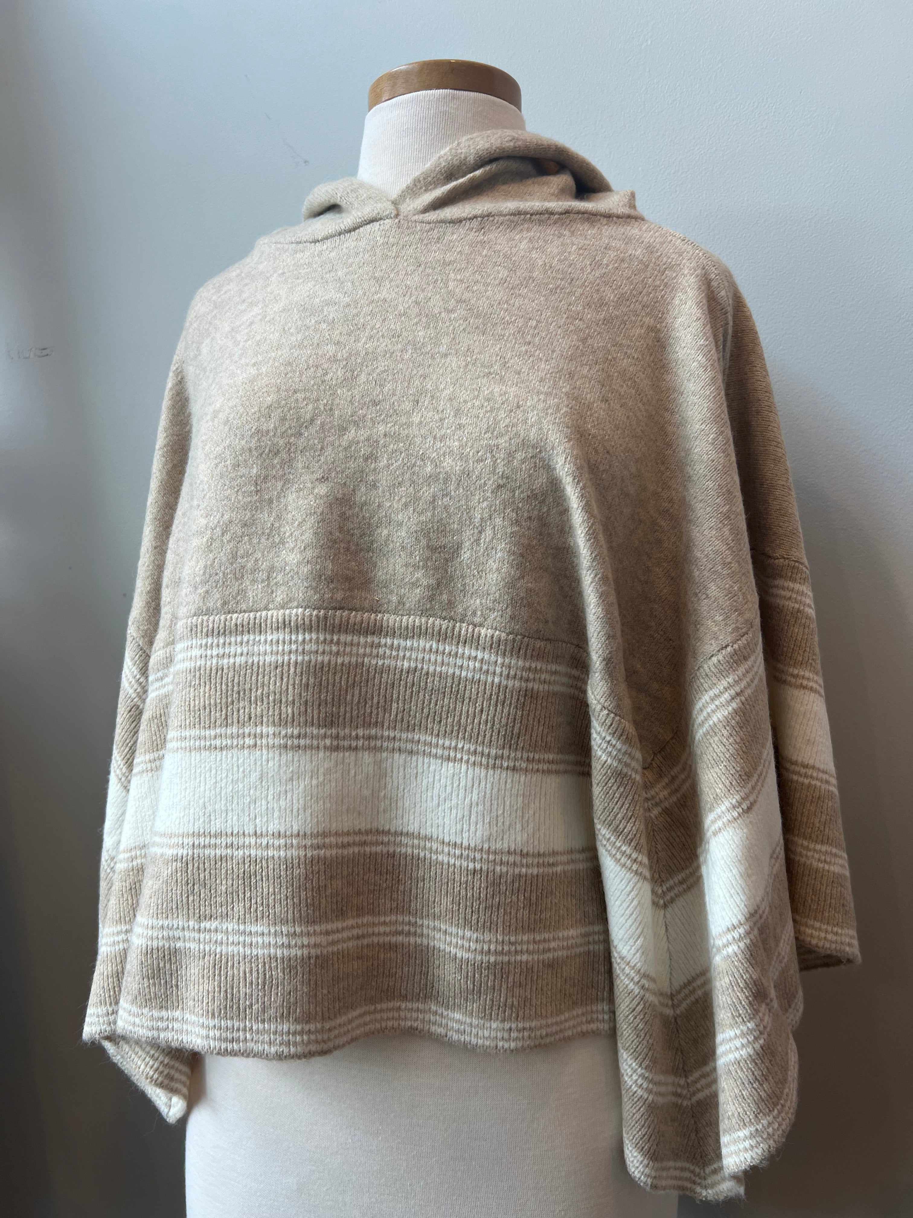 Striped Cape Poncho Hoodie Embellish Asheville