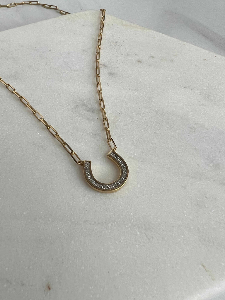 Horseshoe Diamond Pendant Necklace