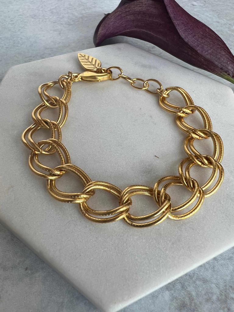 Textured Double Curb Chain Bracelet
