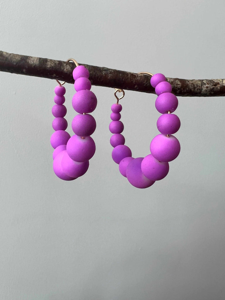 Purple Glass Hoop Earrings