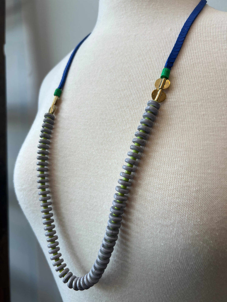 Blue, Green, and Gray Long Necklace