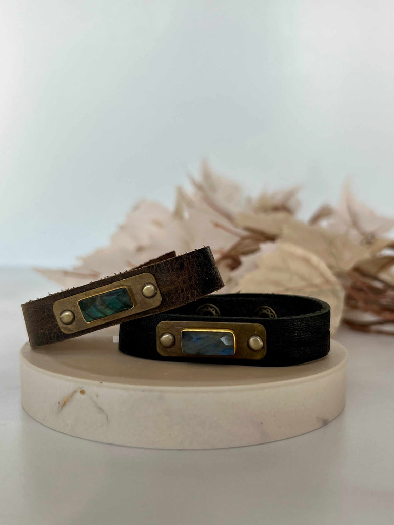 Grit Stacking Leather Bracelet Where There's A Will There's A Way Chestnut Brown