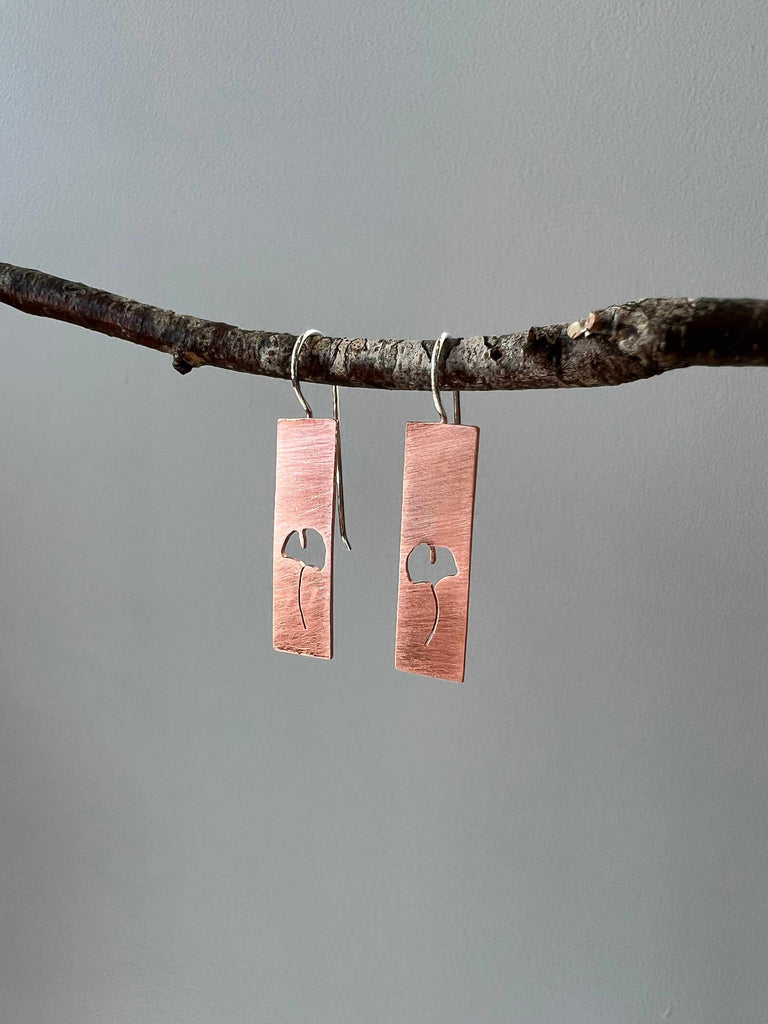 Botanical Flat Earrings in Copper