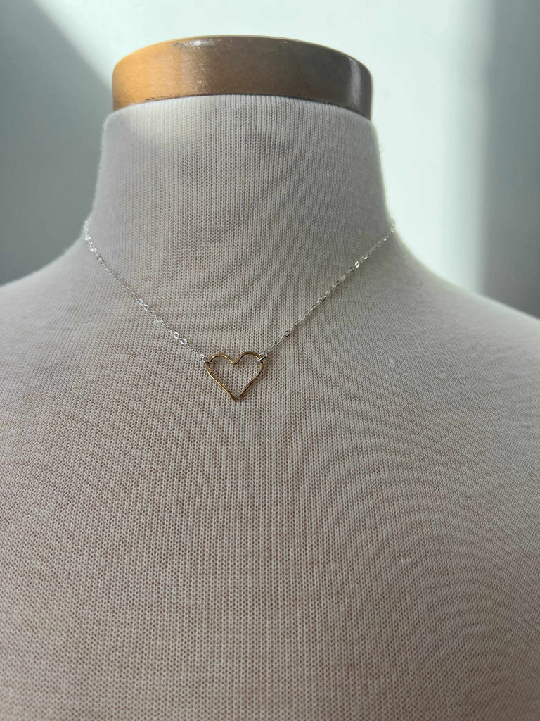 Mixed Metal Open Heart Necklace