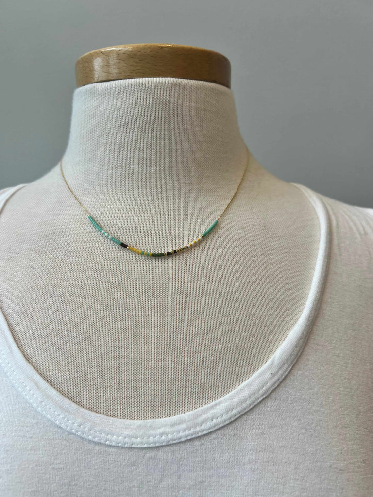 Thin Multicolor Beaded Necklace