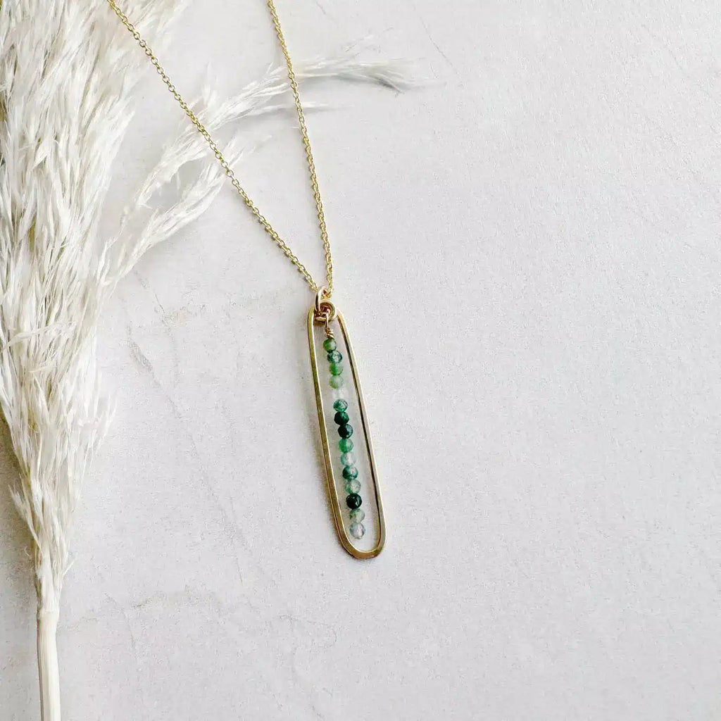 Lyric Gemstone Necklace in Green Agate