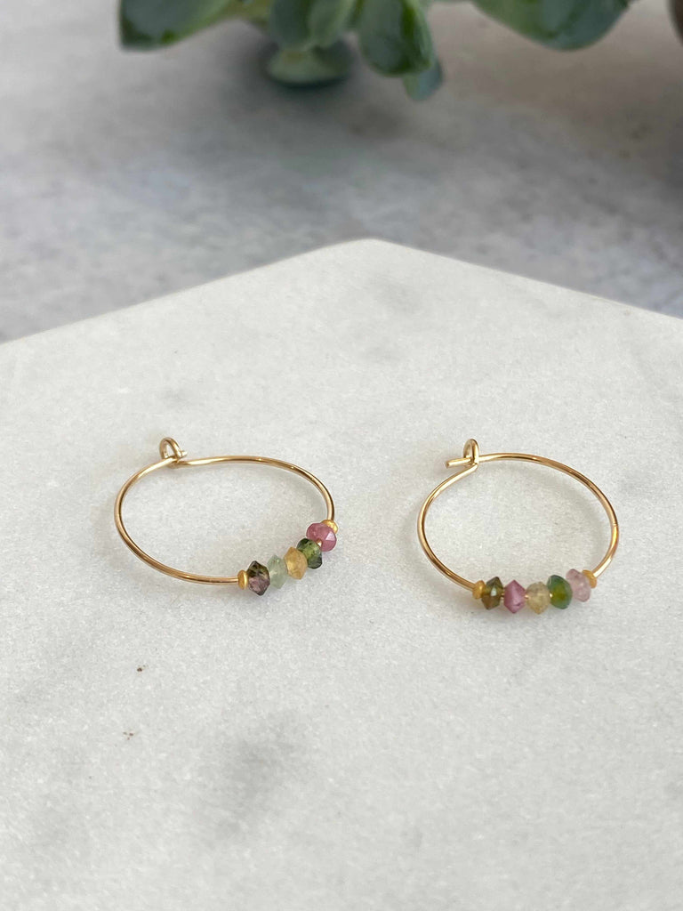 SoulKu Colorful Gemstone Hoop Earrings