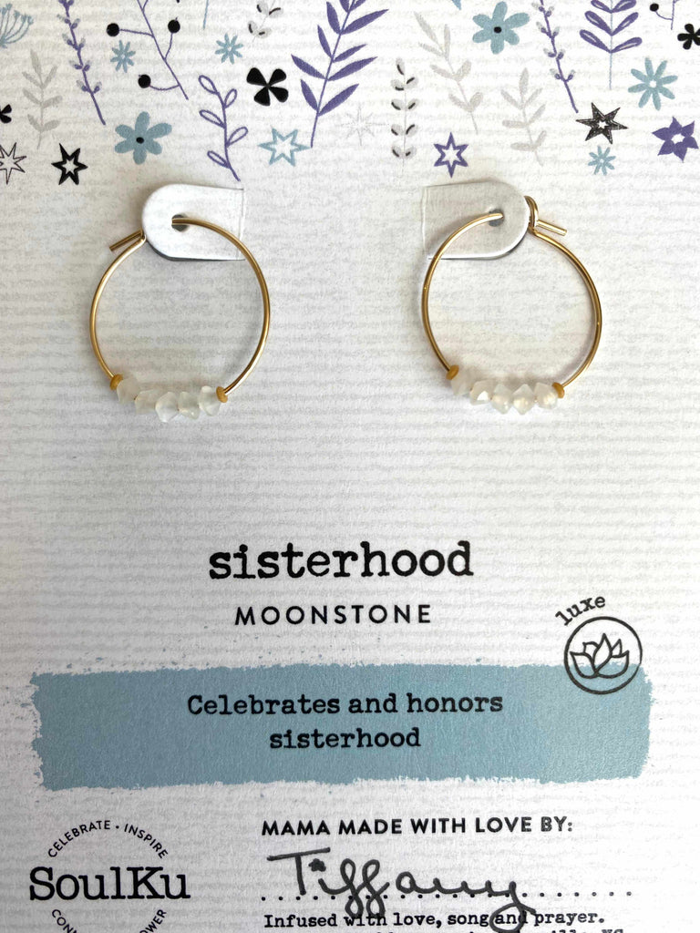 SoulKu Gemstone Hoop Earrings in moonstone for sisterhood