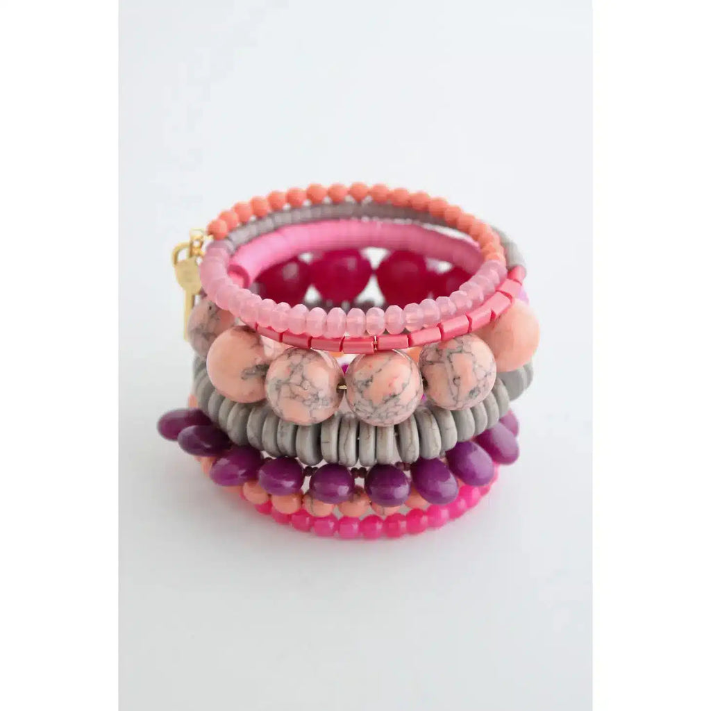 Pink and Gray Stone Wrap Bracelet