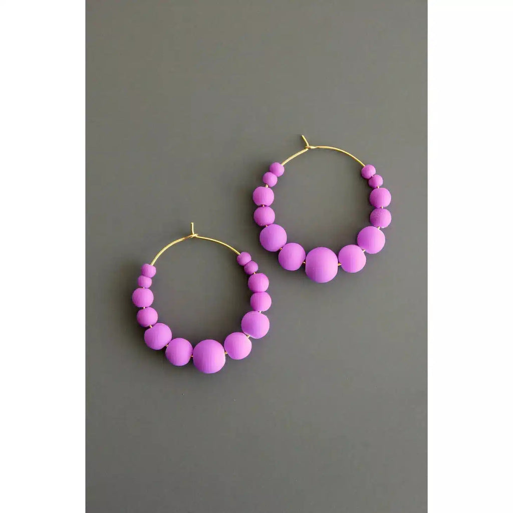 Purple Glass Hoop Earrings