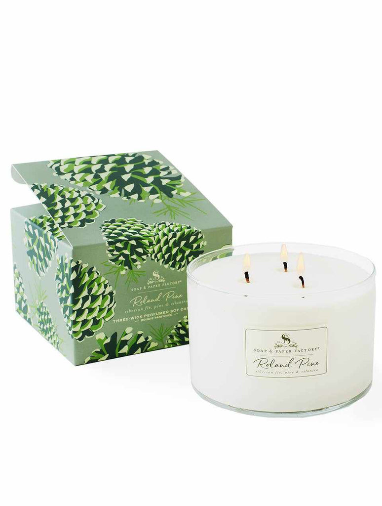 Roland Pine Three-Wick Soy Candle from Soap & Paper Factory