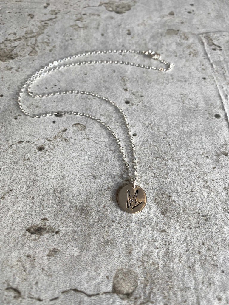 I love you ASL necklace in silver