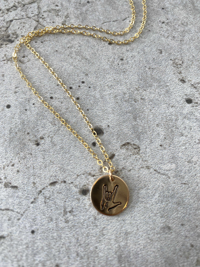 I love you ASL necklace in gold