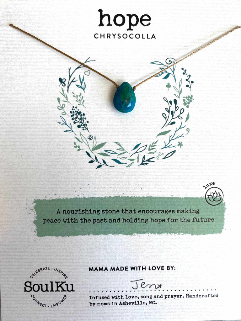 Luxe gemstone necklace in chrysocolla for hope