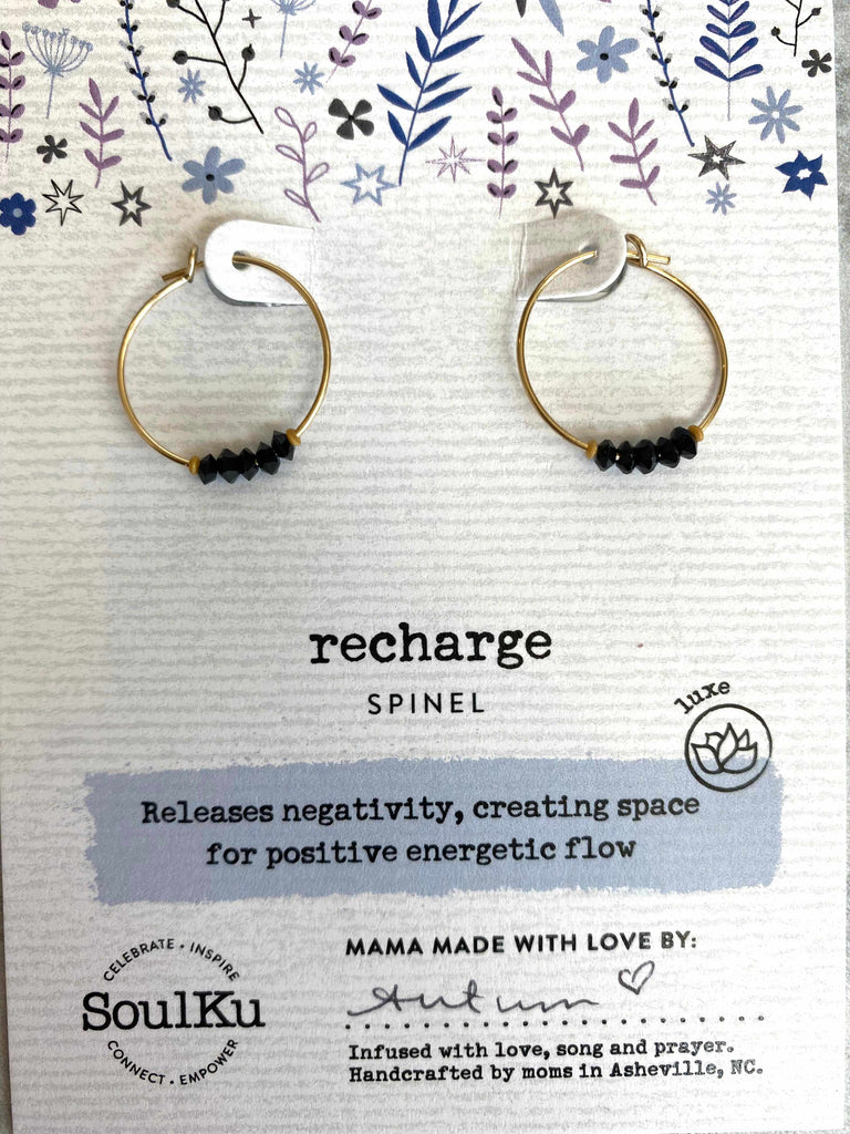 SoulKu Gemstone Hoop Earrings in spinel for recharge