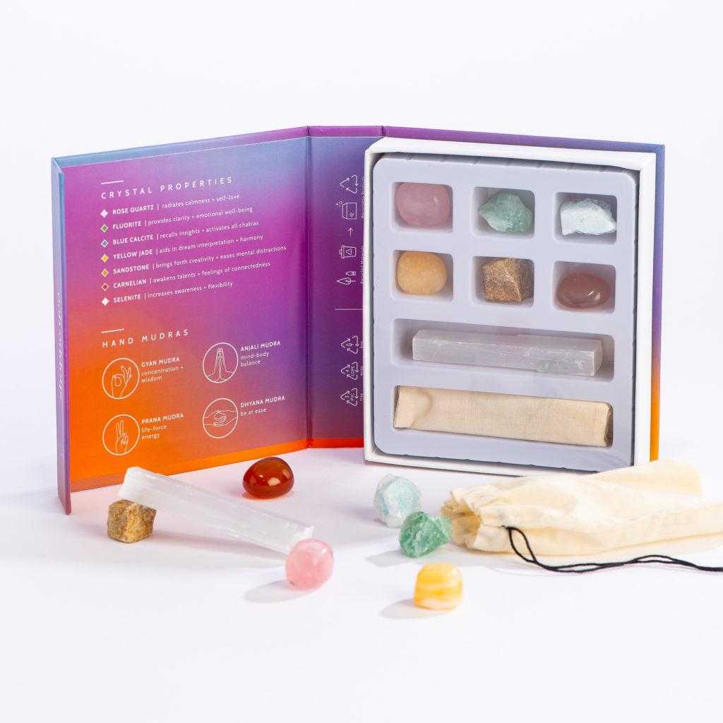 Set of Meditation Stones in box for meditating with crystals