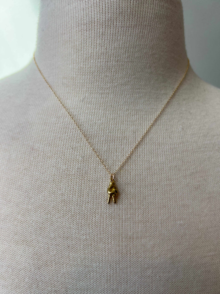 Brass Peace Sign Charm Necklace on 18" 14K Gold Fill Chain