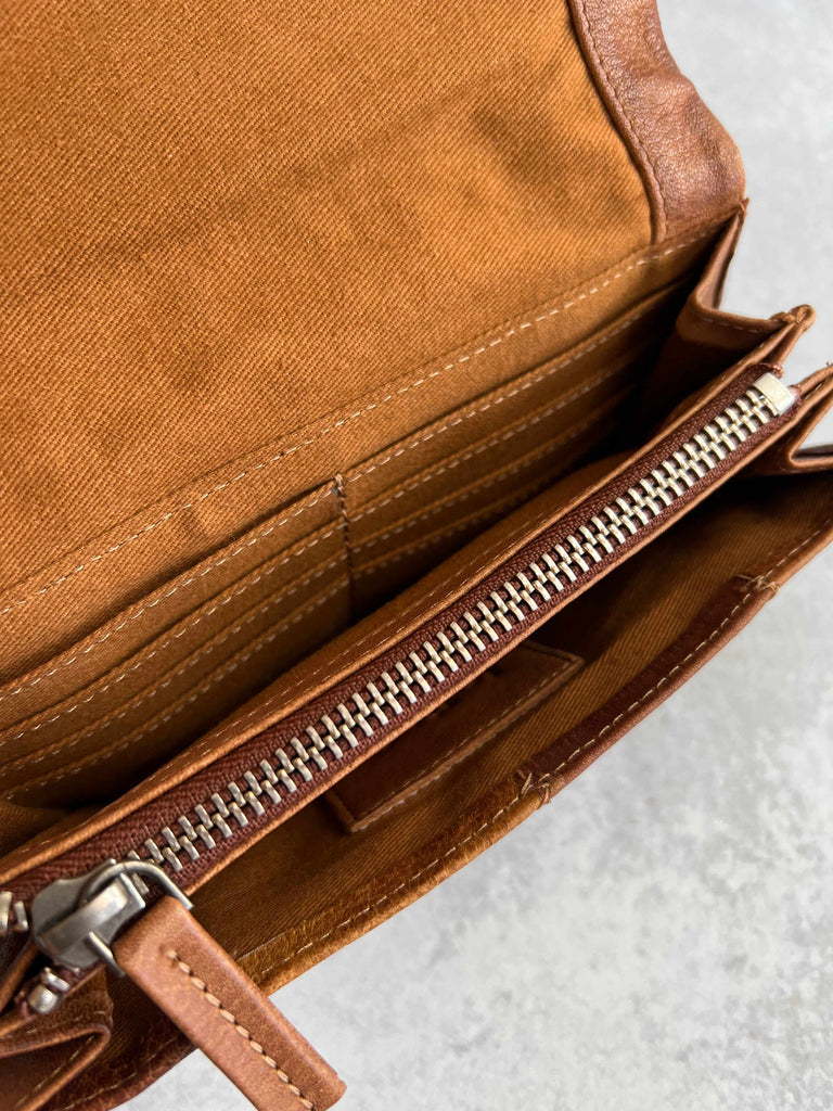 Zipper Pocket on Latico Leather Patchwork Wallet