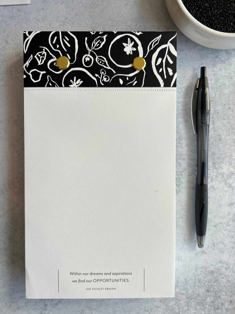 List Pad White Floral writing and to-do list notepad