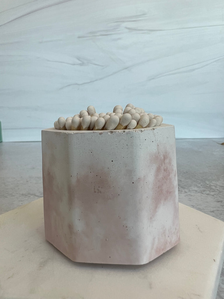 Match Stick Holder with Striker in pink and white
