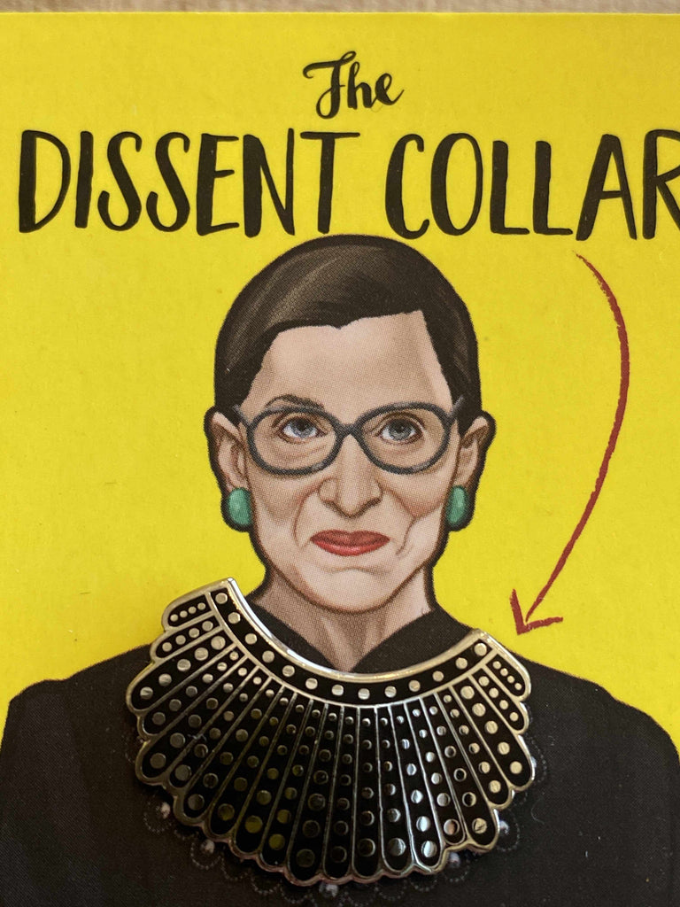 Justice Ruth Bader Ginsburg dissent collar in black and gold