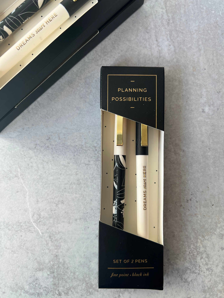 Planning Possibilities Fine Point Black Ink Pen Set in Box