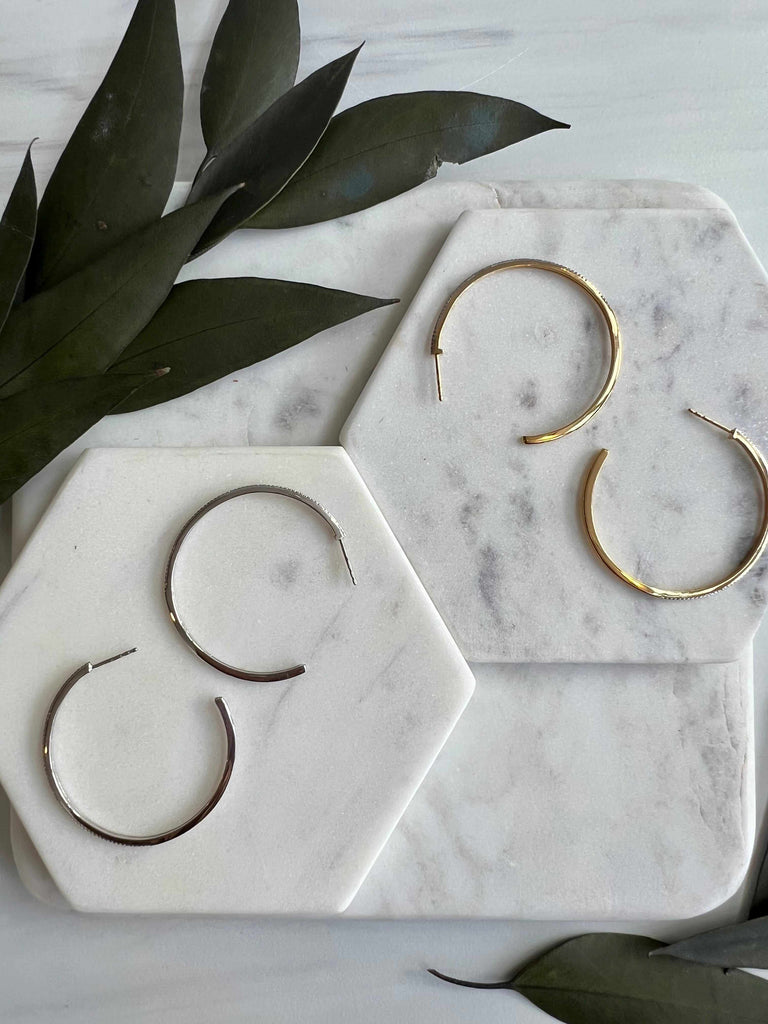 Ella Stein large diamond hoop earrings in 14k gold plated sterling and sterling silver