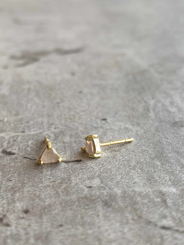 Mini Energy Gemstone Earring Studs in rose quartz for love