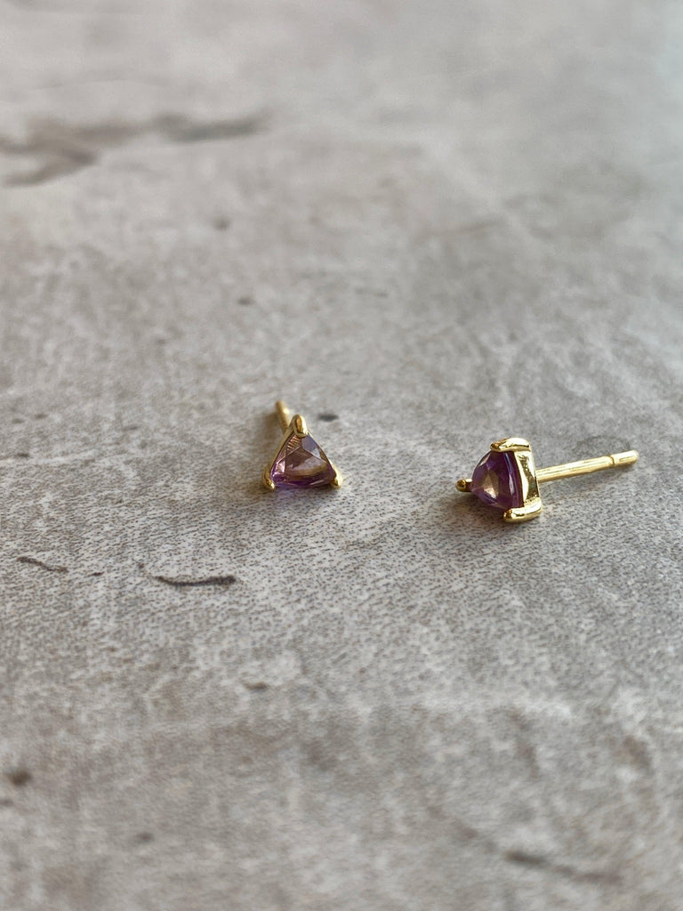 Mini Energy Gemstone Earring Studs in amythest for healing