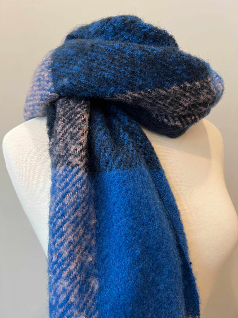 Blue and Pink colorblock Luiza Scarf on mannquin