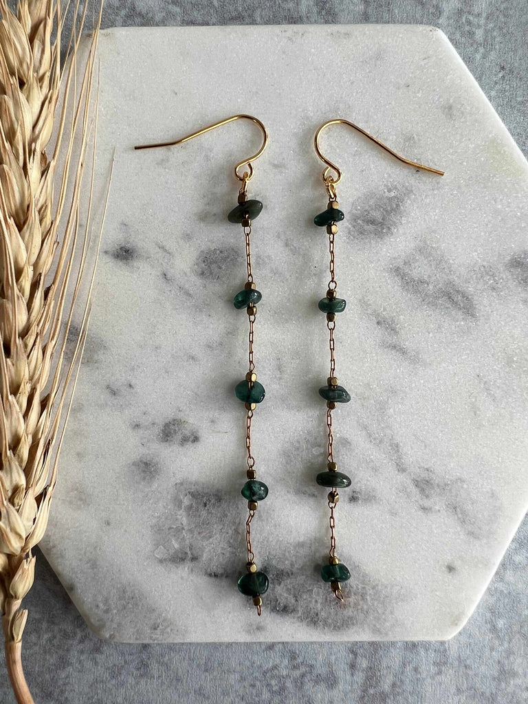 Jade Gemstone Chip Dangle Earrings