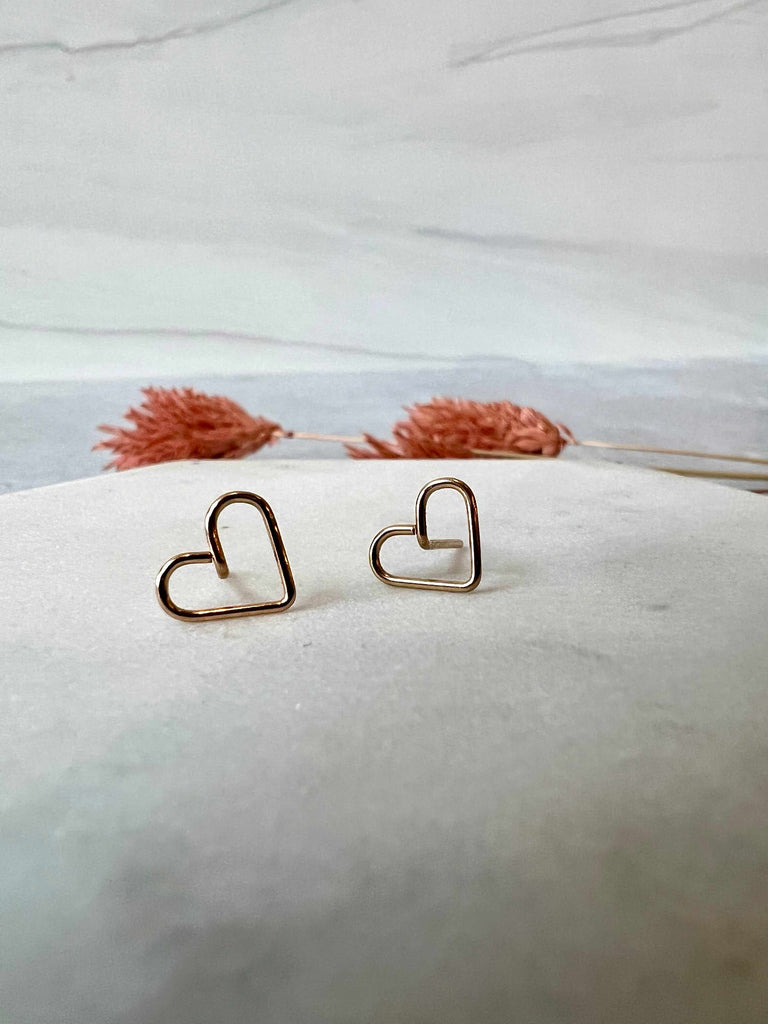 Gold Fill Open Heart Stud Earrings