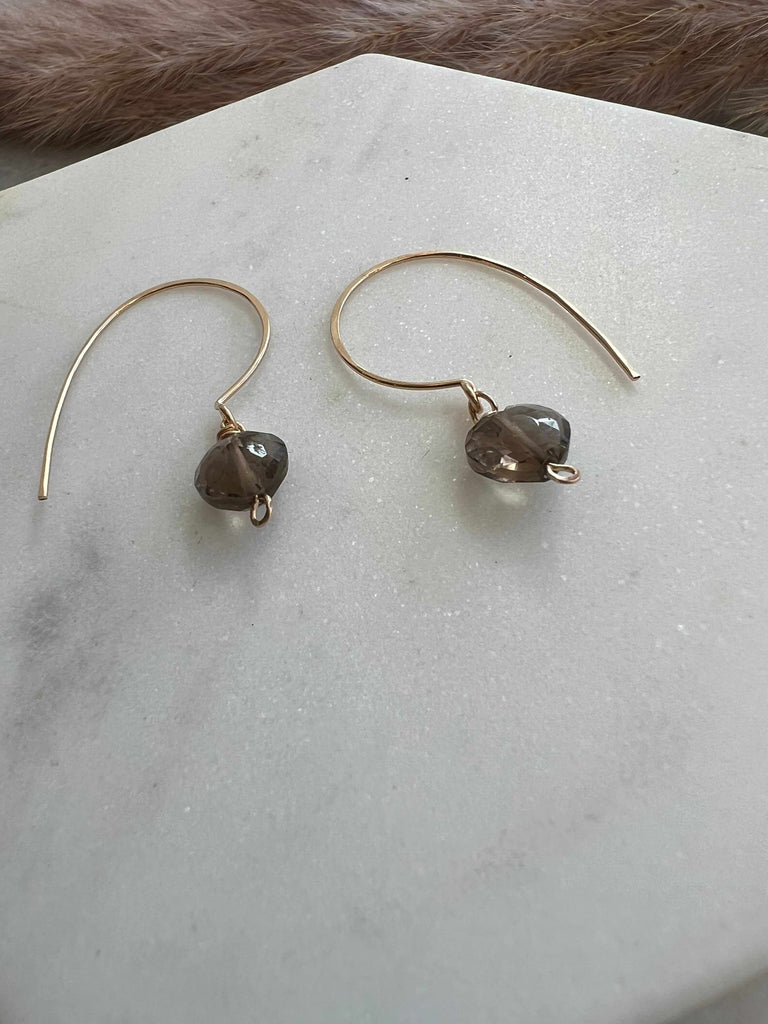 Gold Threader Gemstone Hoop Earrings