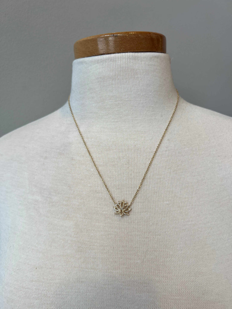 14k gold plated sterling Blooming Lotus Diamond Necklace