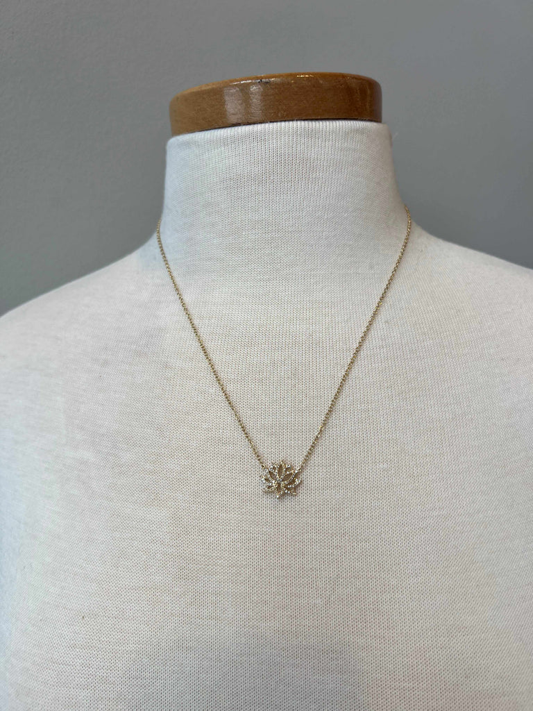 14k gold plated sterling Blooming Lotus Diamond Necklace