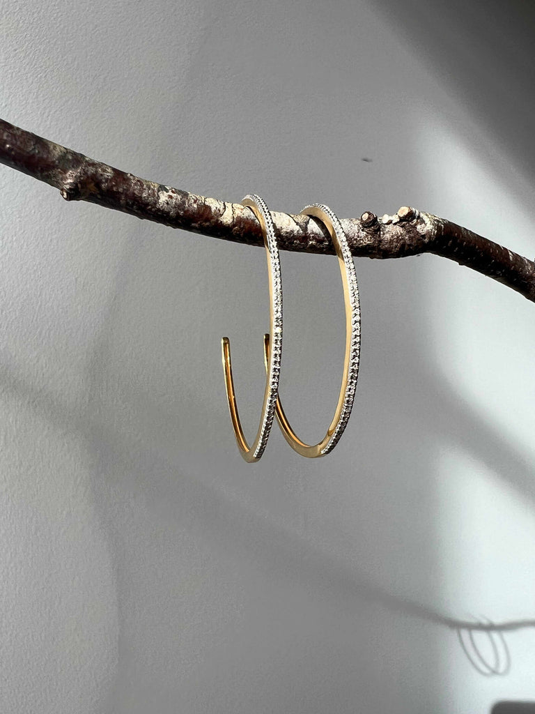 Ella Stein large diamond hoops in 14k gold plated sterling