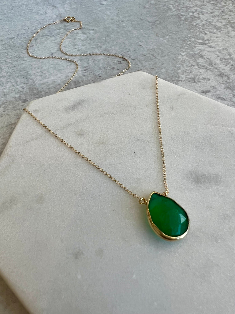 Gemstone Necklace ~ green onyx