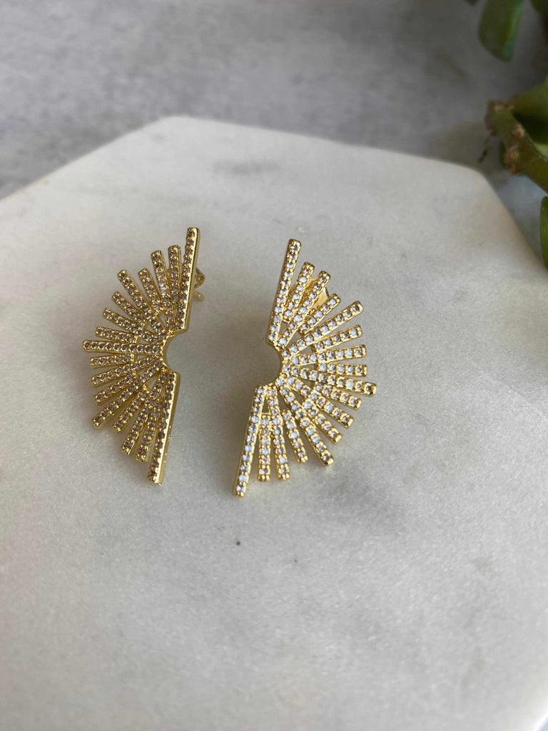 Celestial Sunburst Stud Earring in 14k gold vermeil