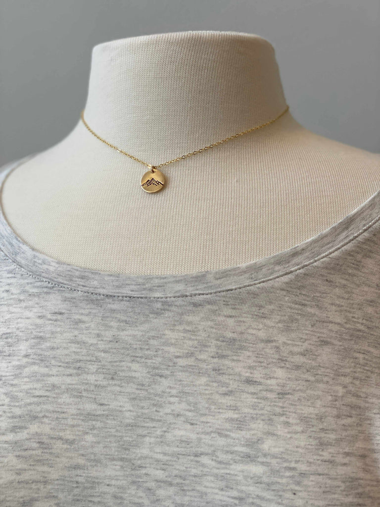 Delicate Short Mountain Range Disc Necklace