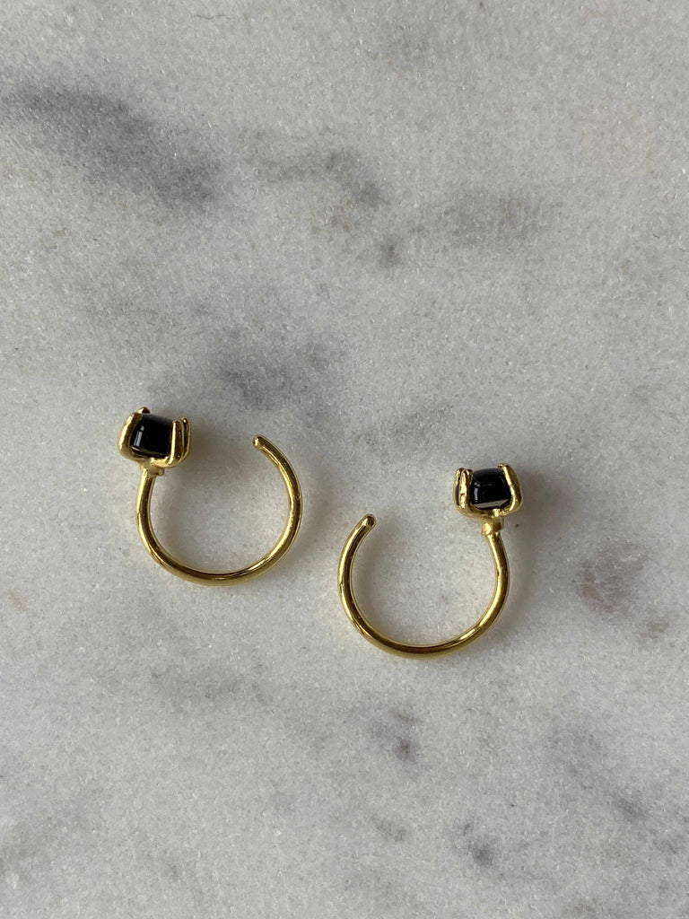 Black obsidian Gemstone Huggie Earrings