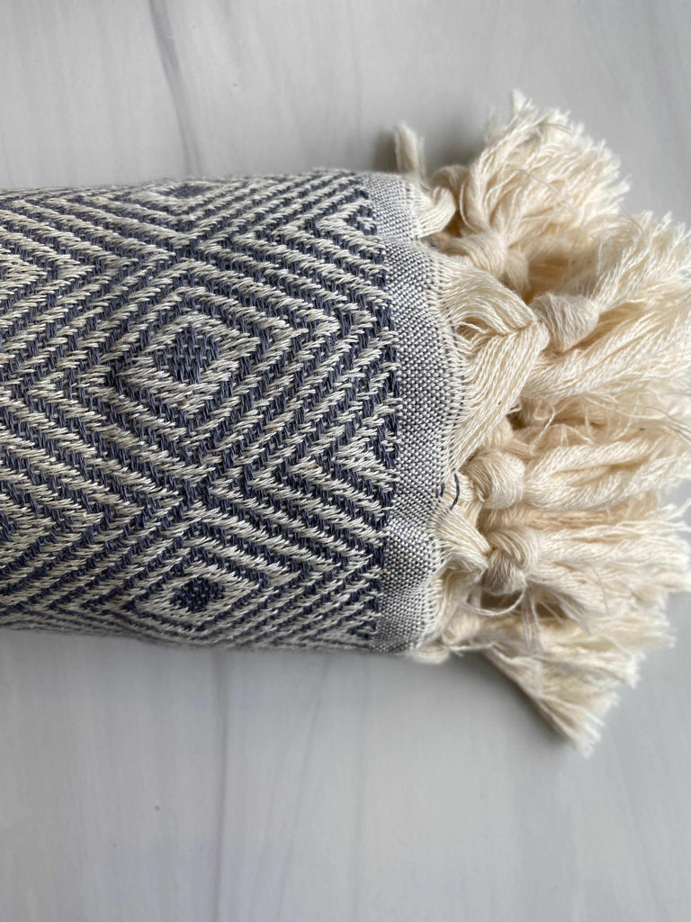 Ballina towel, scarf, wrap, or throw in blue grey
